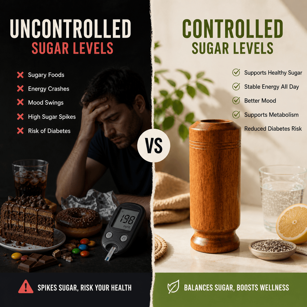 Sugar Balance Wooden Water Glass (Natural Sugar Solutions)