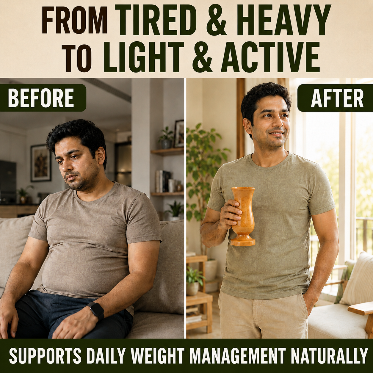 Weight Loss and Body Detox Wooden Water Glass (100% Ayurvedic)