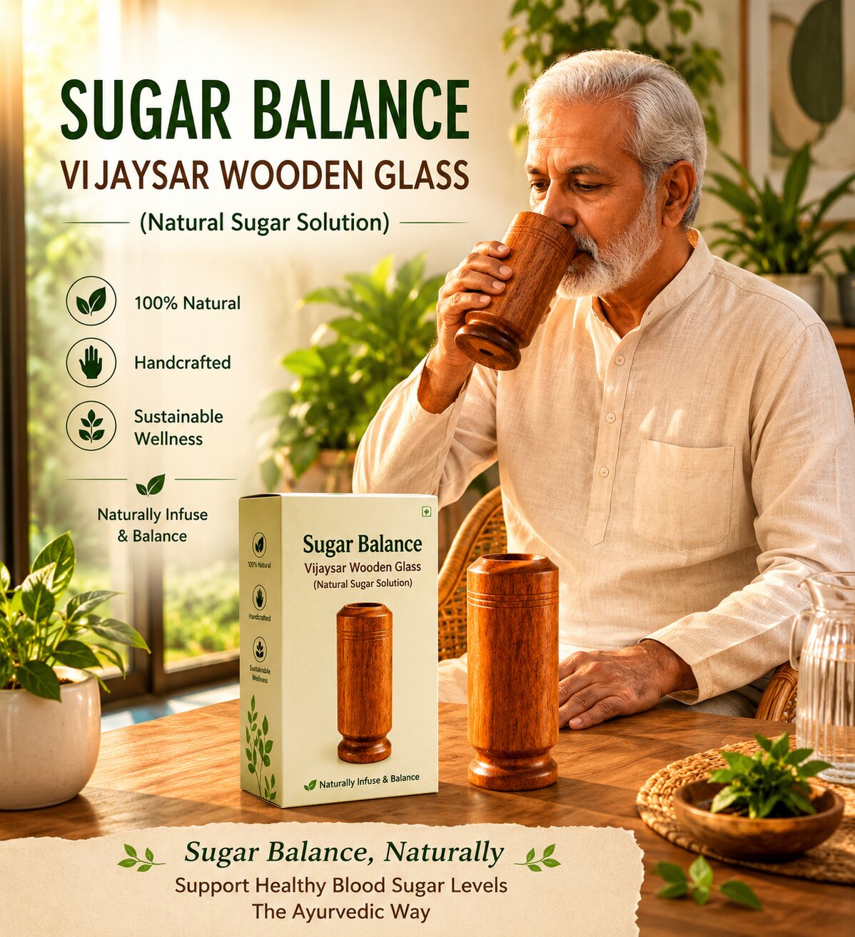 Sugar Balance Wooden Water Glass (Natural Sugar Solutions)
